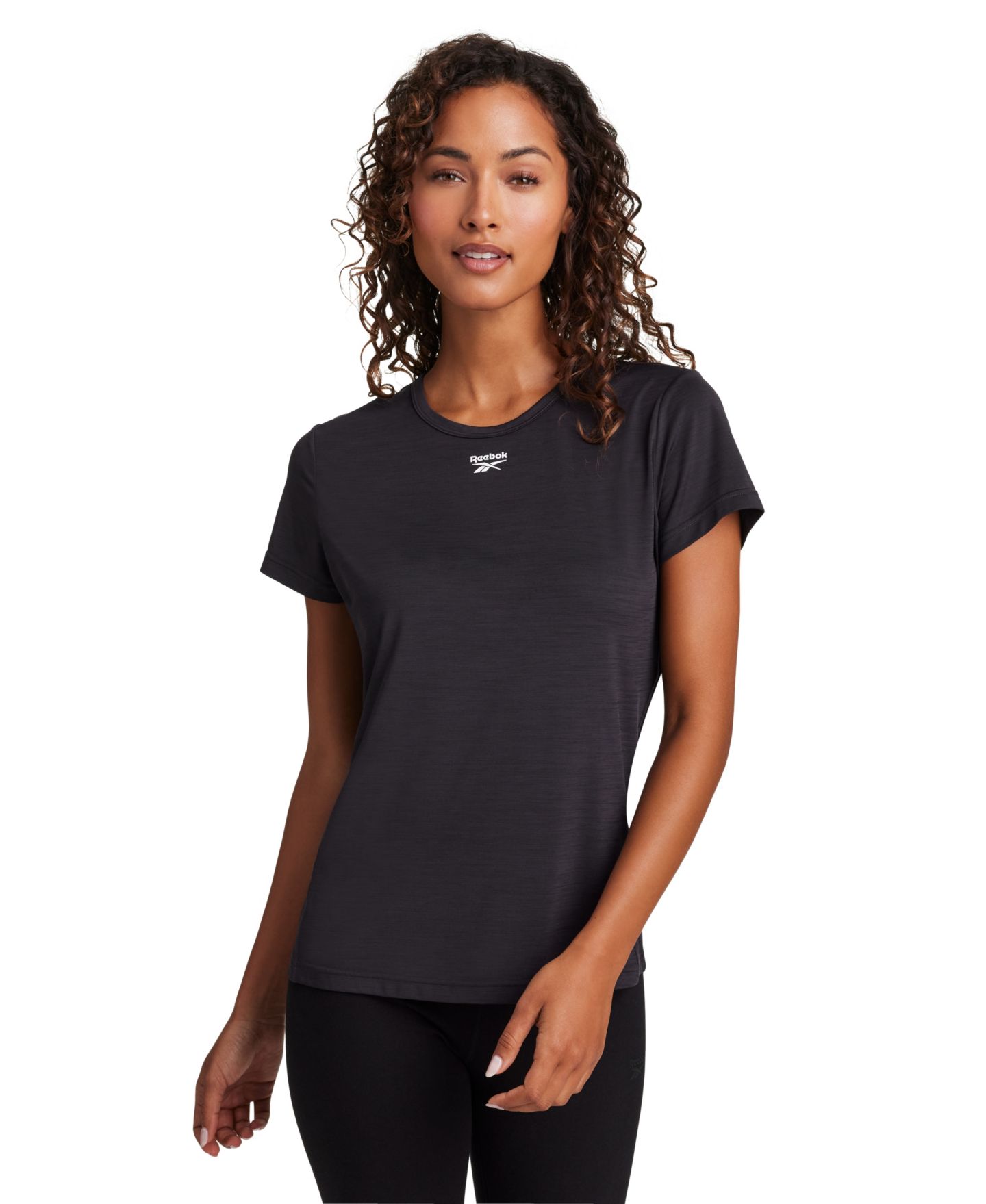 Женская футболка Reebok Marled Crewneck Performance, цвет: Чёрный меланжевый тёмный — фото 8