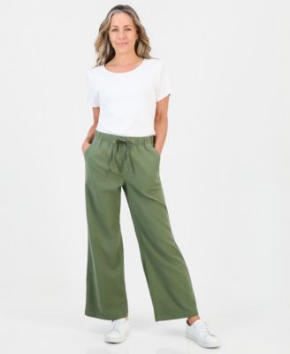 Women's Petite Dobby Pull-On Wide-Leg Pants, Macy's Exclusive