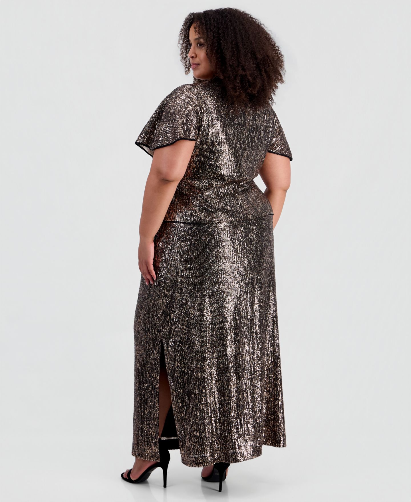Женская юбка Muse Plus Size Sequinned Maxi, цвет: Коричневый — фото 2
