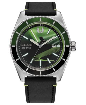 Men's Star Wars Luke Skywalker, Jedi Master Black Leather Strap Watch 43mm