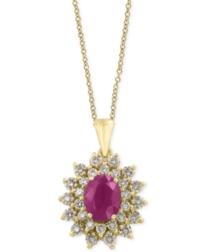 image of Amore by Effy Certified Ruby (1-3/8 ct. t.w.) and Diamond (3/4 ct. t.w.) Pendant Necklace in 14k Gold, Created for Macy-s