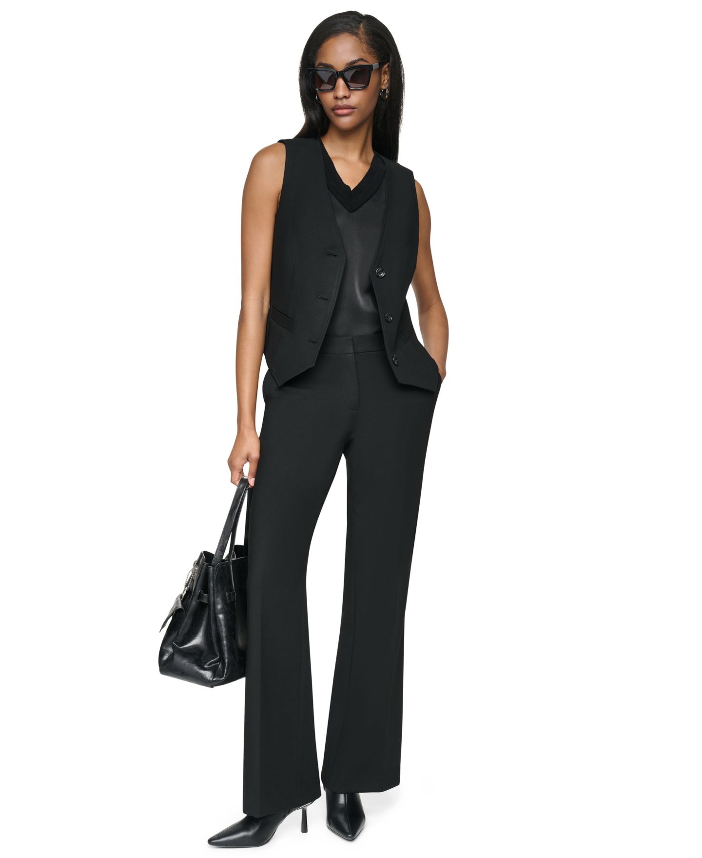 Женские брюки DKNY Low-Rise Flare Trousers, цвет: Чёрный — фото 3