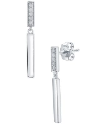 Diamond Bar Drop Earrings (1/10 ct. t.w.) in Sterling Silver