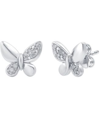 Diamond Butterfly Stud Earrings (1/10 ct. t.w.) in Sterling Silver