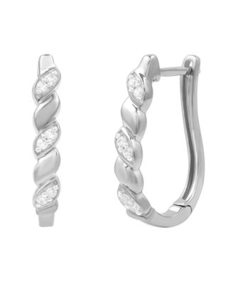 Diamond Swirl Hoop Earrings (1/10 ct. t.w.) in Sterling Silver