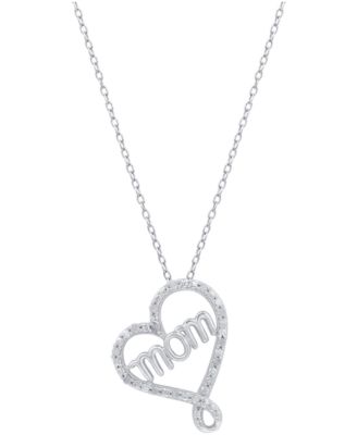 Diamond Mom 18" Pendant Necklace (1/10 ct. t.w.) in Sterling Silver