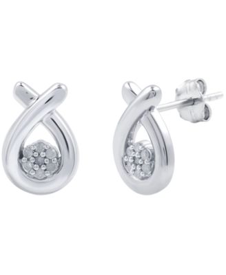 Diamond Cluster Stud Earrings (1/10 ct. t.w.) in Sterling Silver