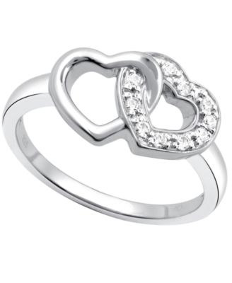 Diamond Double Heart Ring in Sterling Silver (1/10 ct. t.w.)