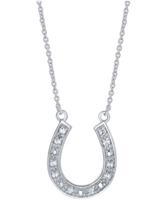 Diamond Horseshoe Pendant Necklace in Sterling Silver (1/10 ct. t.w.)