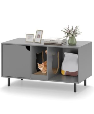 Cat Litter Box Enclosure Hidden Washroom with Detachable Scratching Board