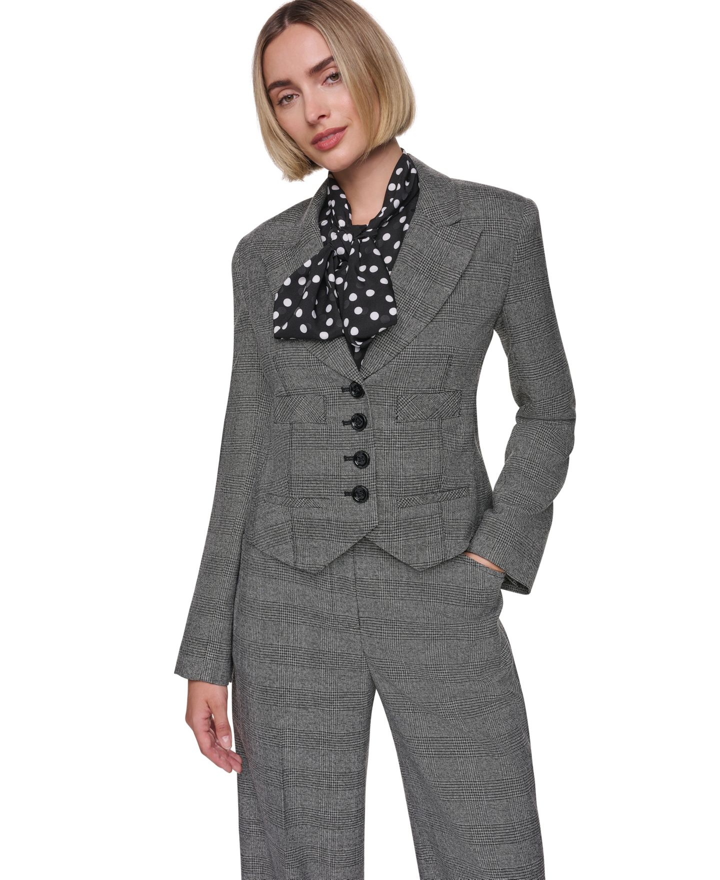 Женский пиджак Sonia Rykiel Four-Button-Front Short Waiter Blazer, цвет: Серый разноцветный — фото 3