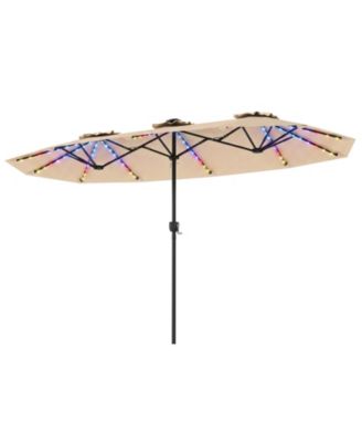 Double-Sided Patio Solar Color Changing LED Umbrella with Crank Lift
