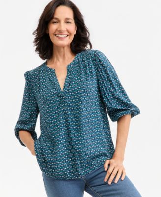 Women's Printed Volume-Sleeve Blouse