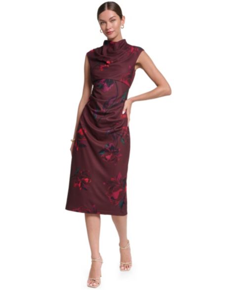 Женское платье Halston Mock Neck Scuba, цвет: Мокко разноцветный