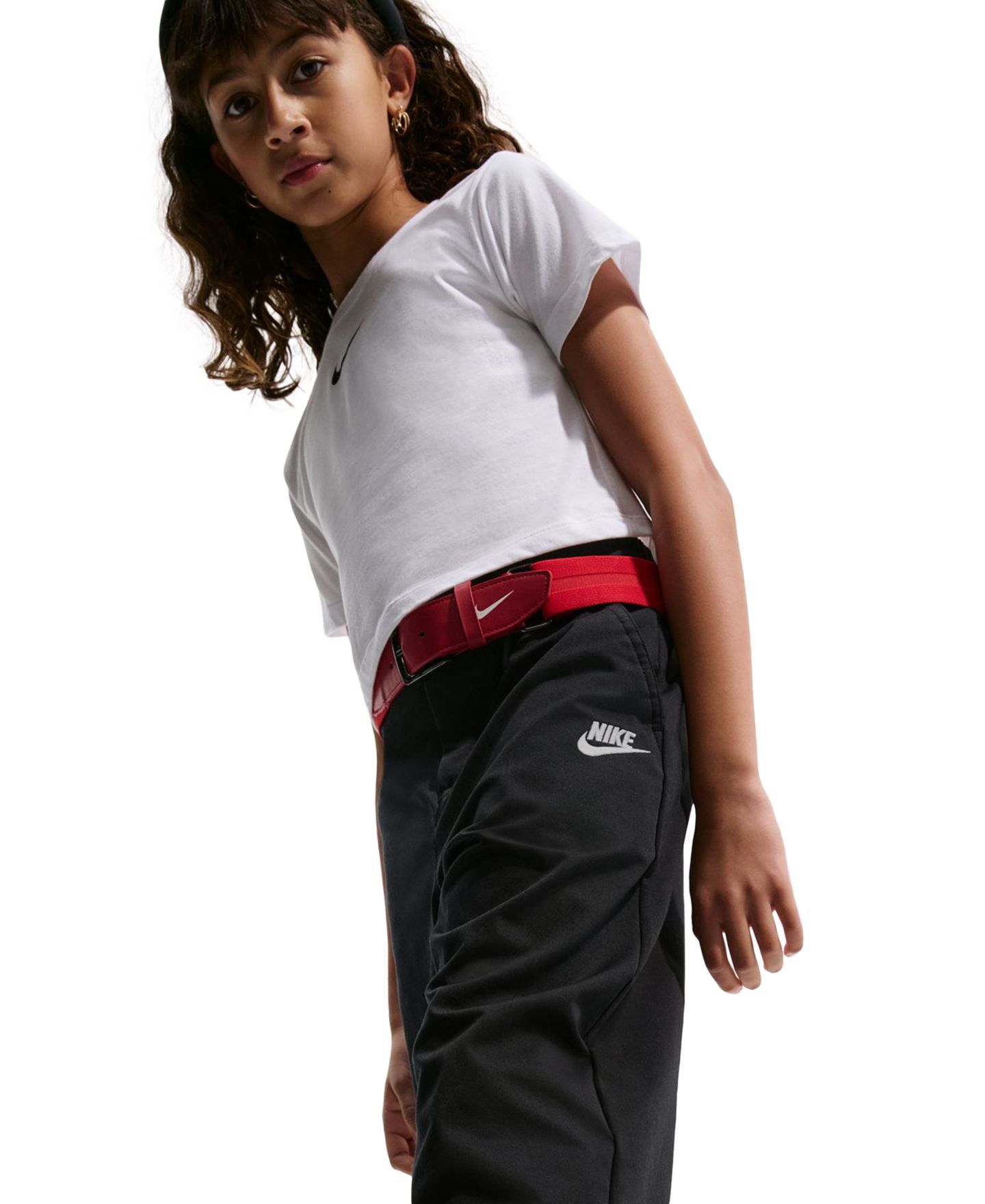 Детские брюки Nike Sportswear Club Woven Straight-Leg, цвет: Чёрный / Белый — фото 7