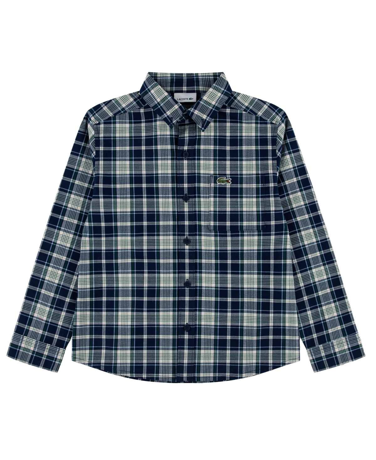 Lacoste Boys' 10-16 Long-Sleeve Plaid Shirt