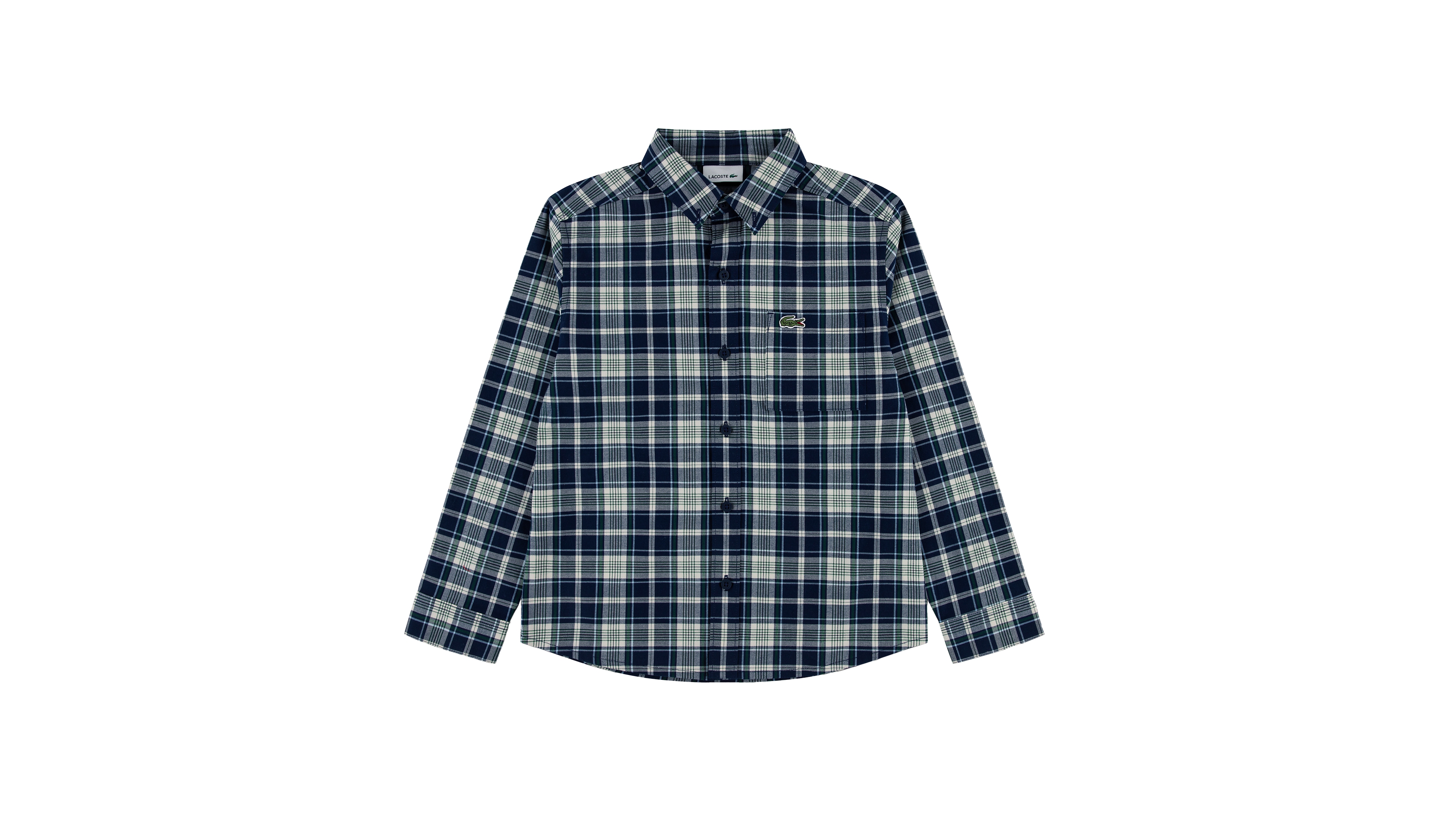 Lacoste Boys' 10-16 Long-Sleeve Plaid Shirt