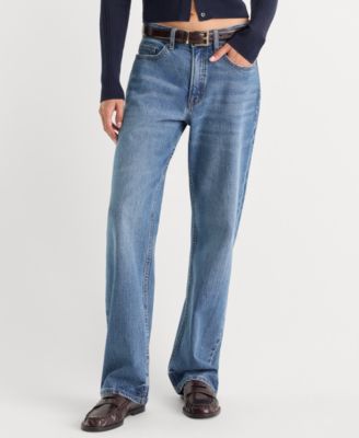 Women's High-Waisted Straight-Leg Cotton-Blend Jeans, 31" Inseam