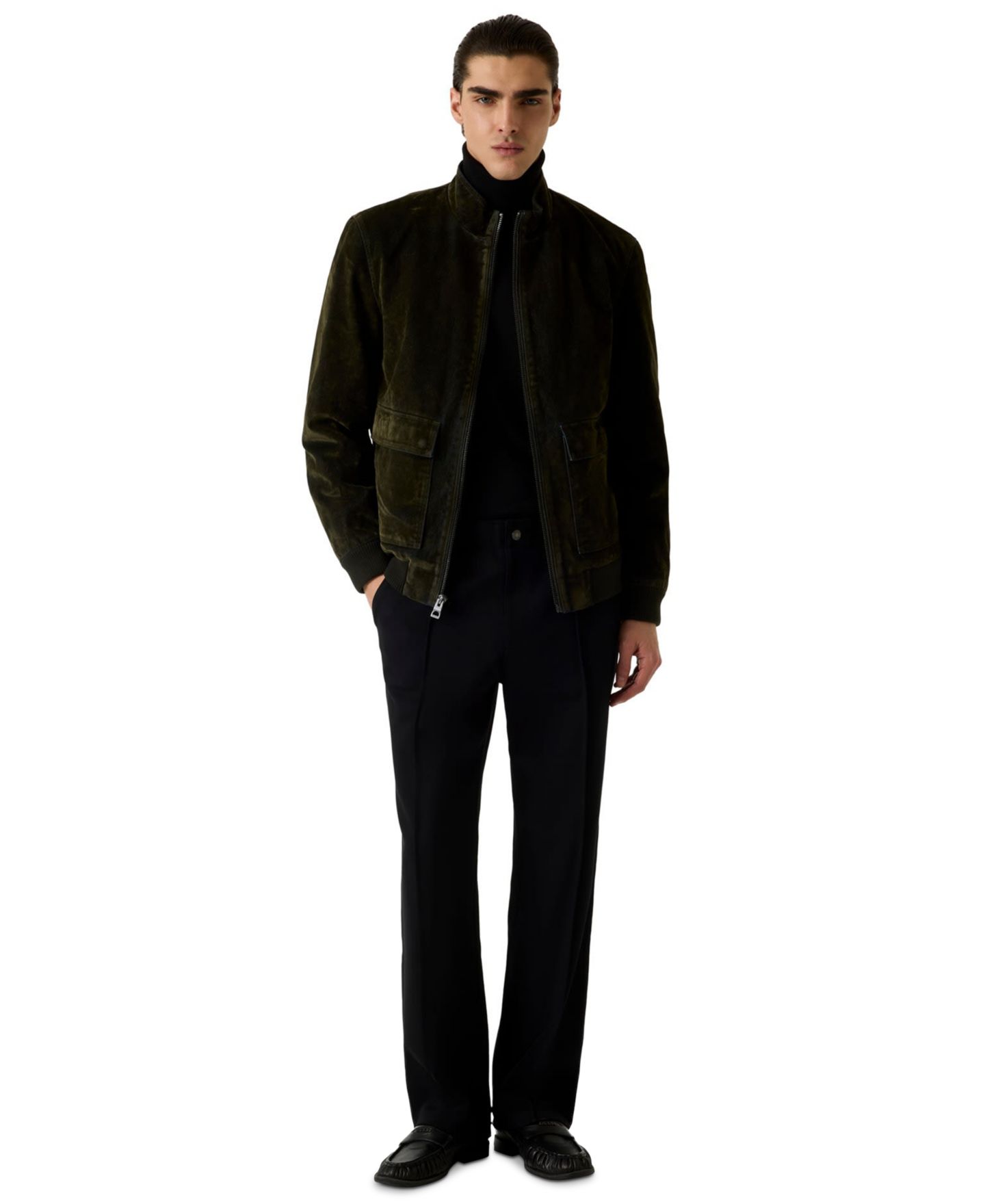 Мужские брюки GUESS Diagonal Relaxed-Fit Dress Pants, цвет: Угольно-чёрный — фото 2