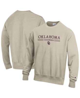 Men's Oatmeal Oklahoma Sooners Reverse Weave Crewneck Sweatshirt