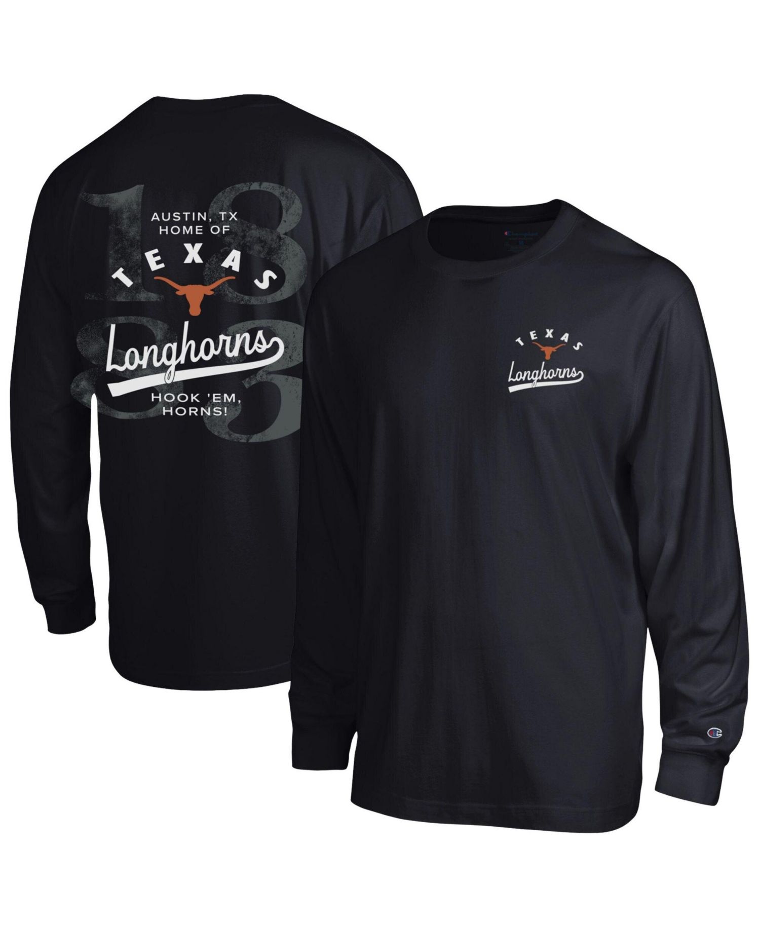 Men's Black Texas Longhorns Laminated All-Star Long Sleeve T-Shirt