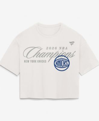 Women's New York Knicks 2026 NBA Finals Champions Short-Sleeve Cropped Graphic Top