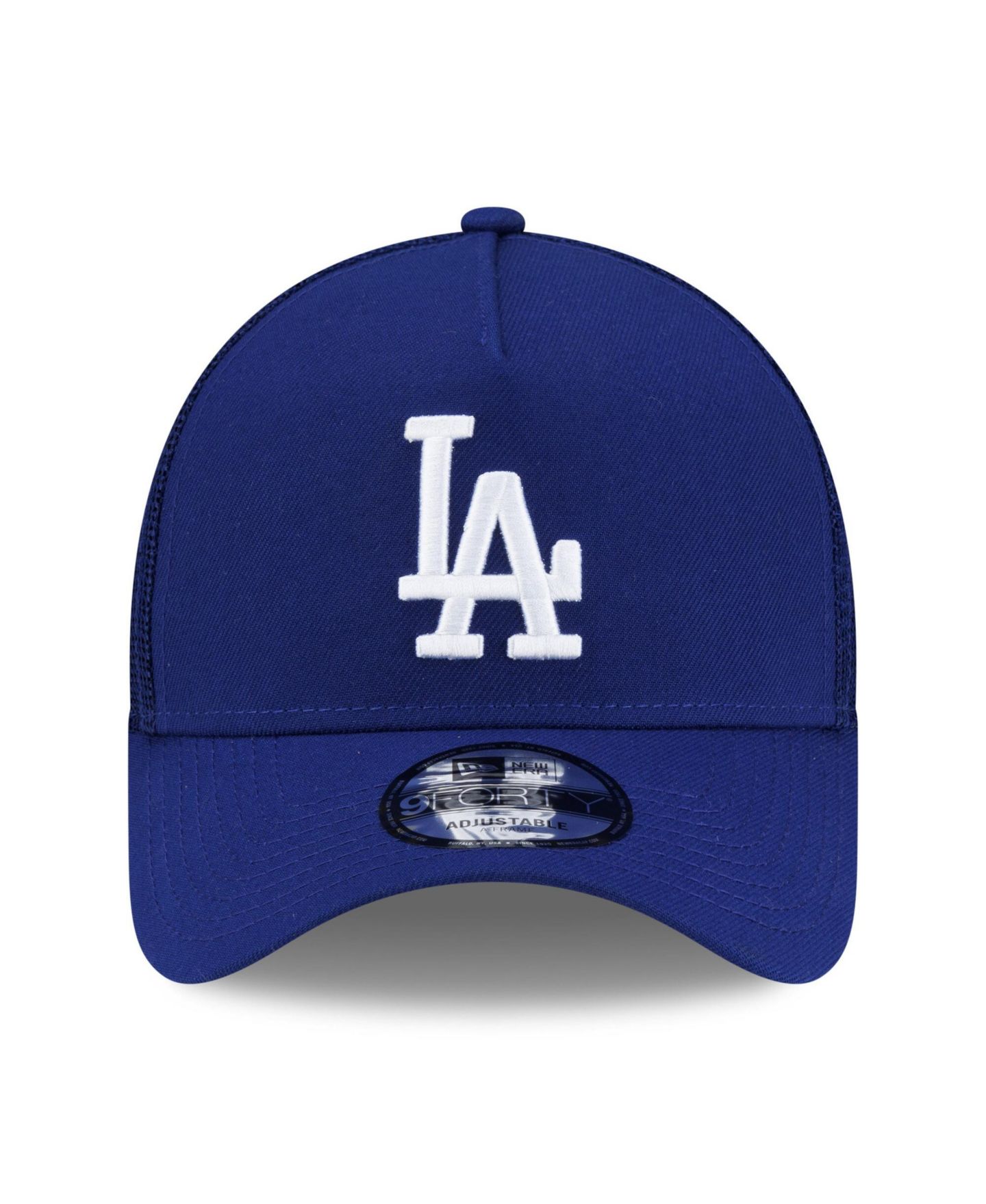 Мужская кепка New Era Royal Los Angeles Dodgers Side Script 9FORTY A-Frame Trucker Adjustable Hat — фото 4