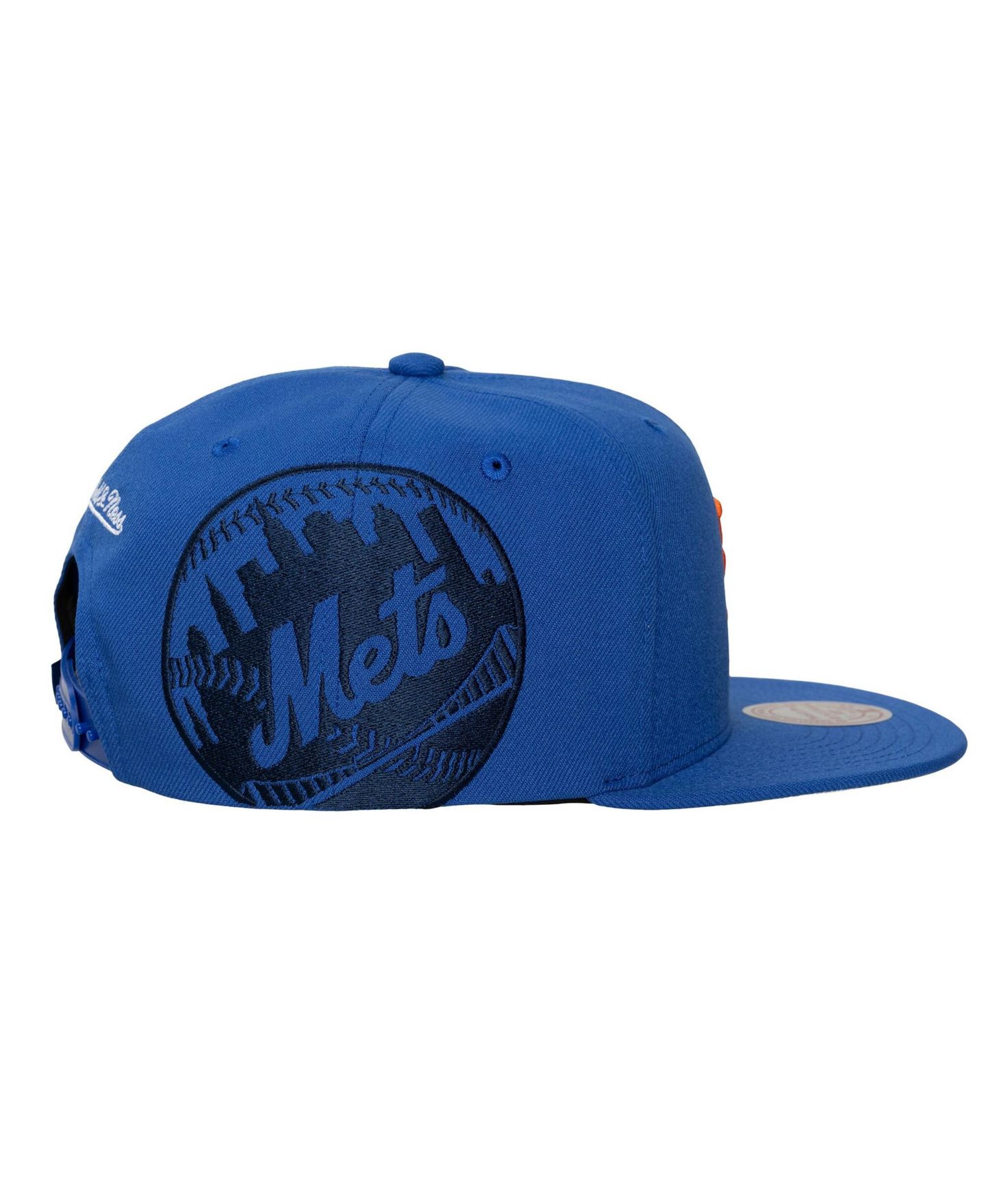 Мужская кепка Mitchell & Ness Royal New York Mets Side Logo Snapback Hat — фото 4