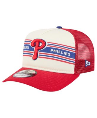 Men's Cream, Red Philadelphia Phillies Banner A-Frame 9FIFTY Trucker Snapback Hat