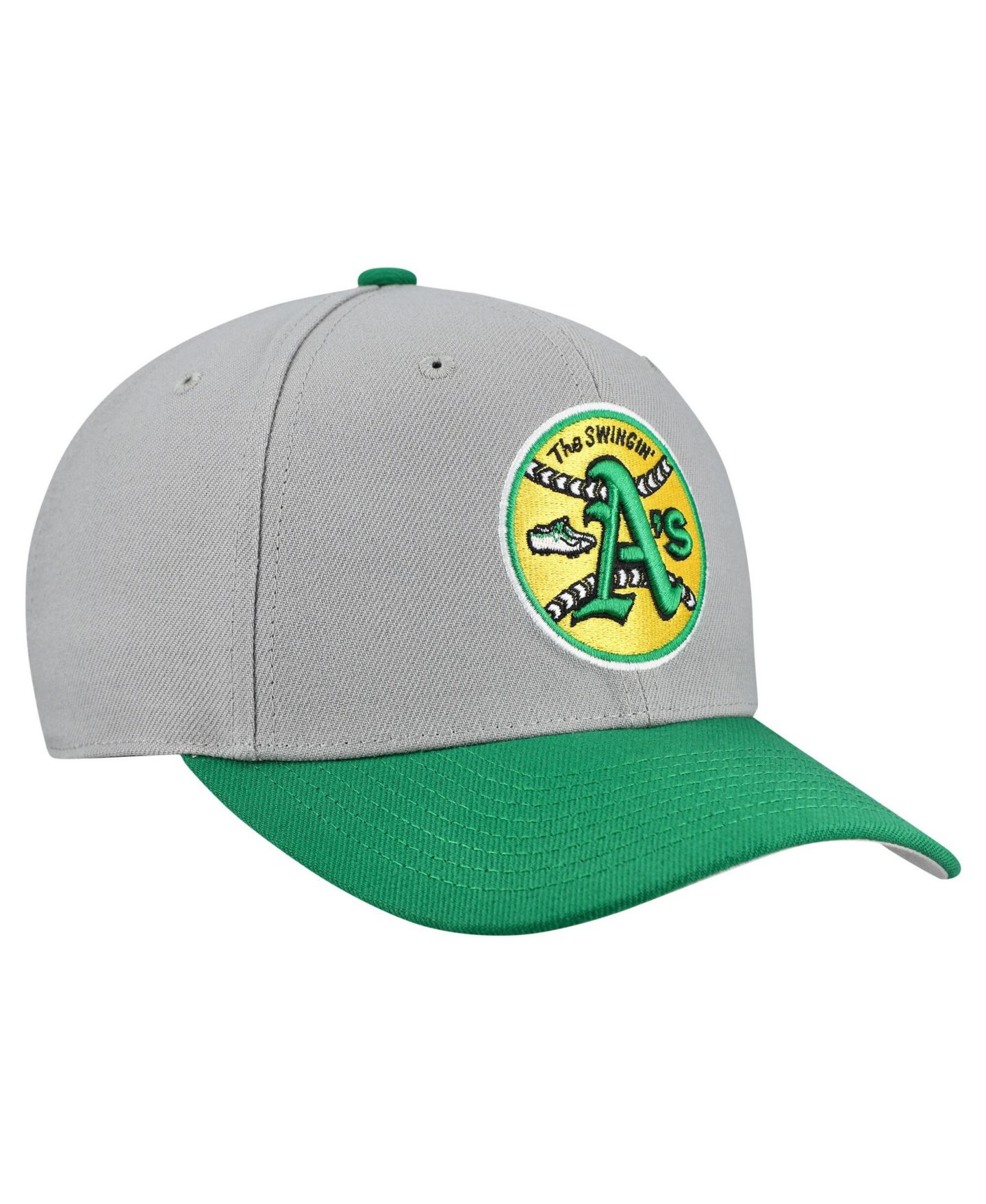 Кепка Mitchell & Ness Gray Oakland Athletics Basic Coop Pro Adjustable Hat — фото 3