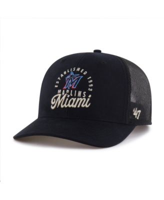 Men's Black Miami Marlins Pitstop Trucker Adjustable Hat