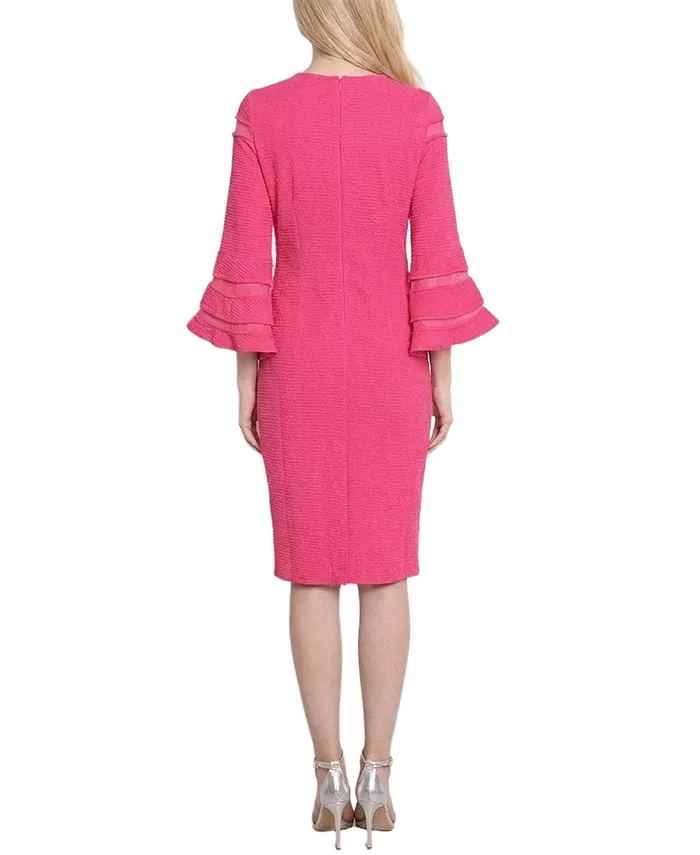 Petite Bell-Sleeve Mesh-Inset Sheath Dress - thumbnail 4