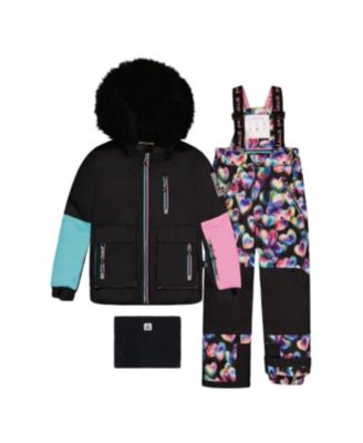 Toddler Girls (2T- 5T) Two Piece Play Snowsuit Colorblock with Heart Print Pants