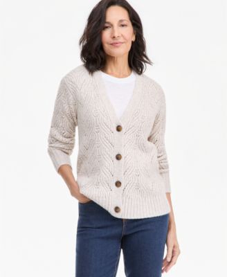 Women's Pointelle Boyfriend Cardigan
