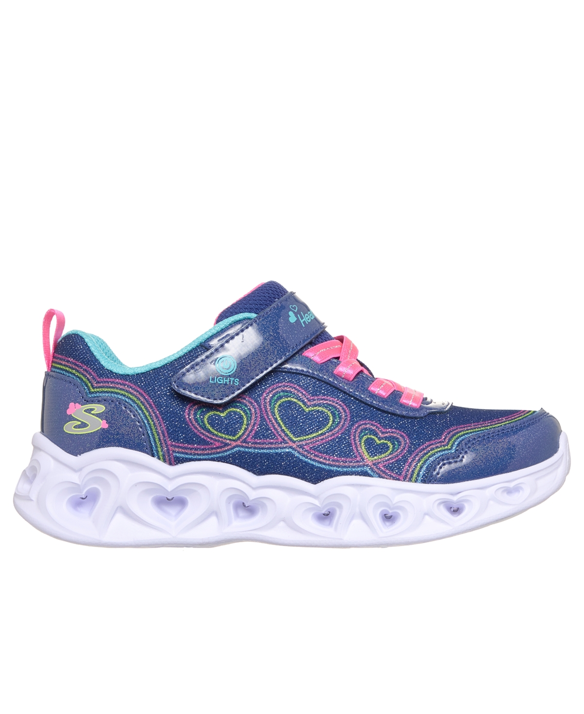Skechers Little Girls Heart Lights - Bubble Love Light-Up Stay-Put Closure Sneakers from Finish Line