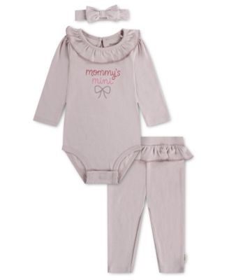 Baby Girls' Babywear Long-Sleeve Bodysuit, Pants and Headband, 3-Piece Set