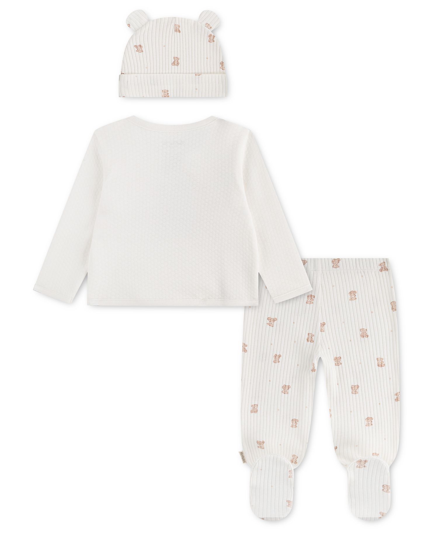 Baby Boys' Babywear Long-Sleeve Top, Footed Pants and Hat, 3-Piece Set