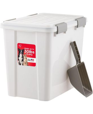 USA 30 lb Dog Food Storage Container Stackable with Gasket Seal, 2-Cup Scoop.