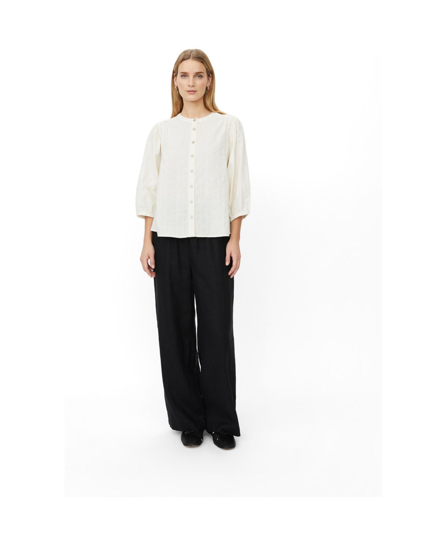Женская рубашка Masai Copenhagen Maithara Pintuck-Detail 3/4-Sleeve, цвет: Бежевый — фото 2