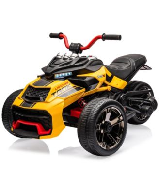 Powerful 12V 3-Wheel Electric ATV Motorcycle, Dual 55W Motors, Up to 7MPH, LED Lights, Music, USB, Horn, EVA Treaded Tires