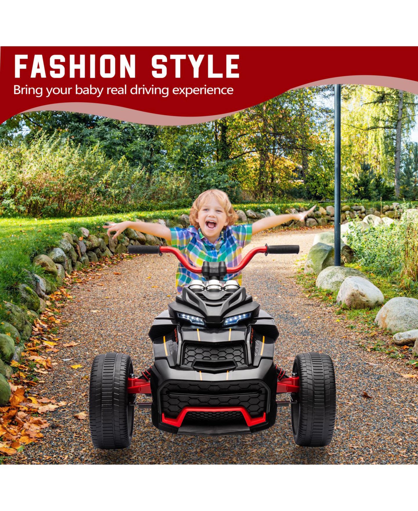 Детская игрушка homfan Powerful 12V 3-Wheel Electric ATV Motorcycle with Remote Control, 66 lbs Capacity, Ages 3+, цвет: Чёрный — фото 8