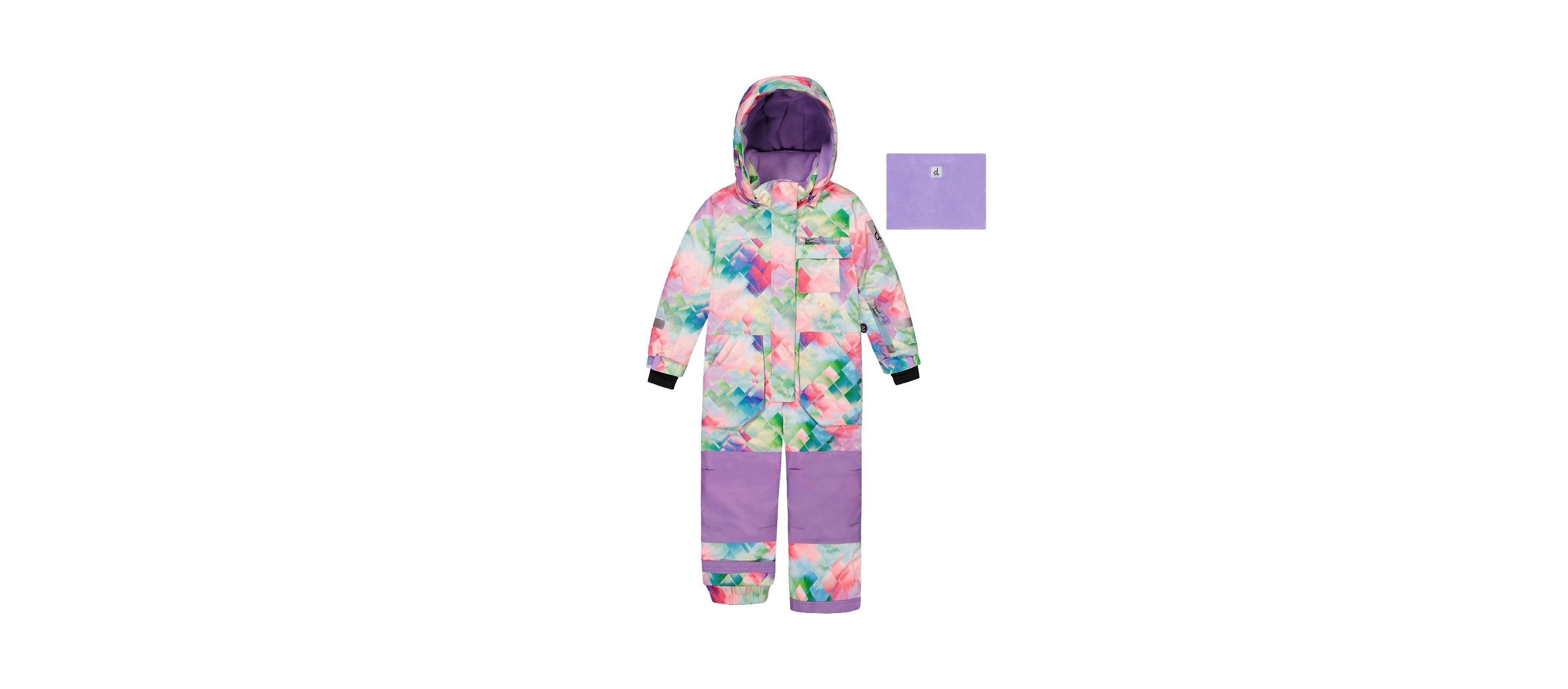 Deux par Big Girls ( 6 To 14 ) One Piece Play Snowsuit Multicolor Diamond Print