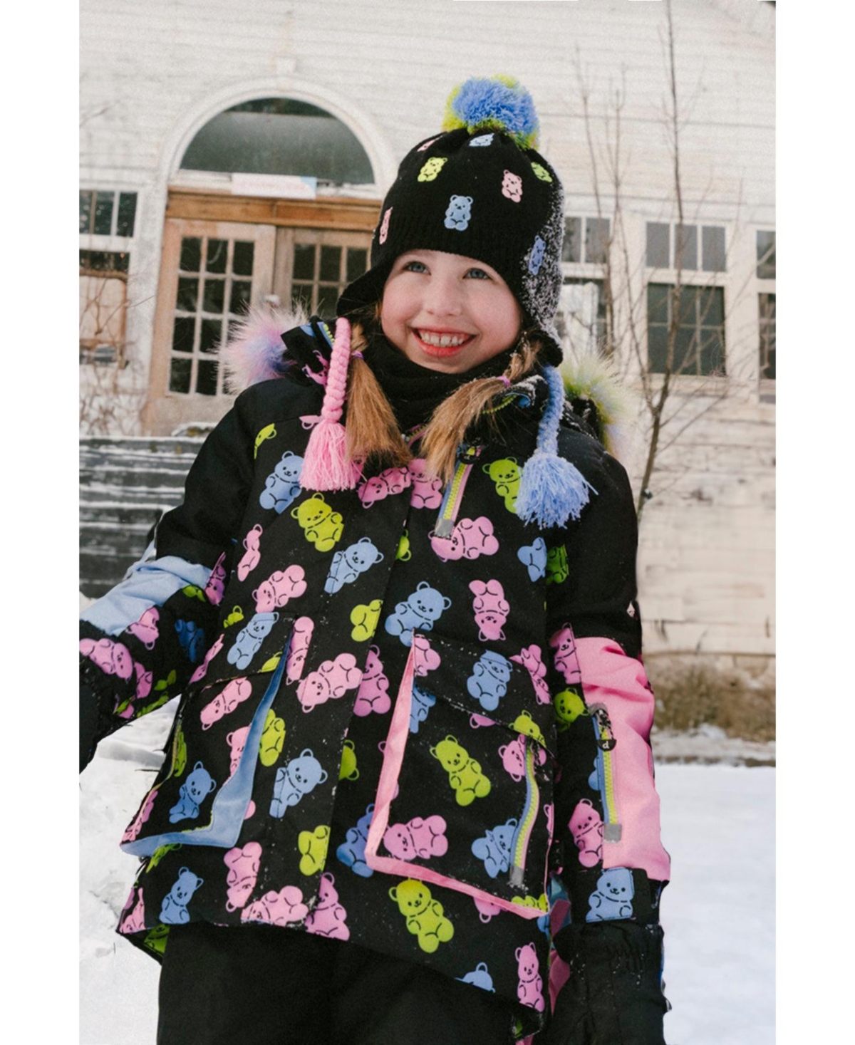 Deux par Deux Toddler Girl (2T-5T) Two Piece Play Snowsuit Gummy Bear Print