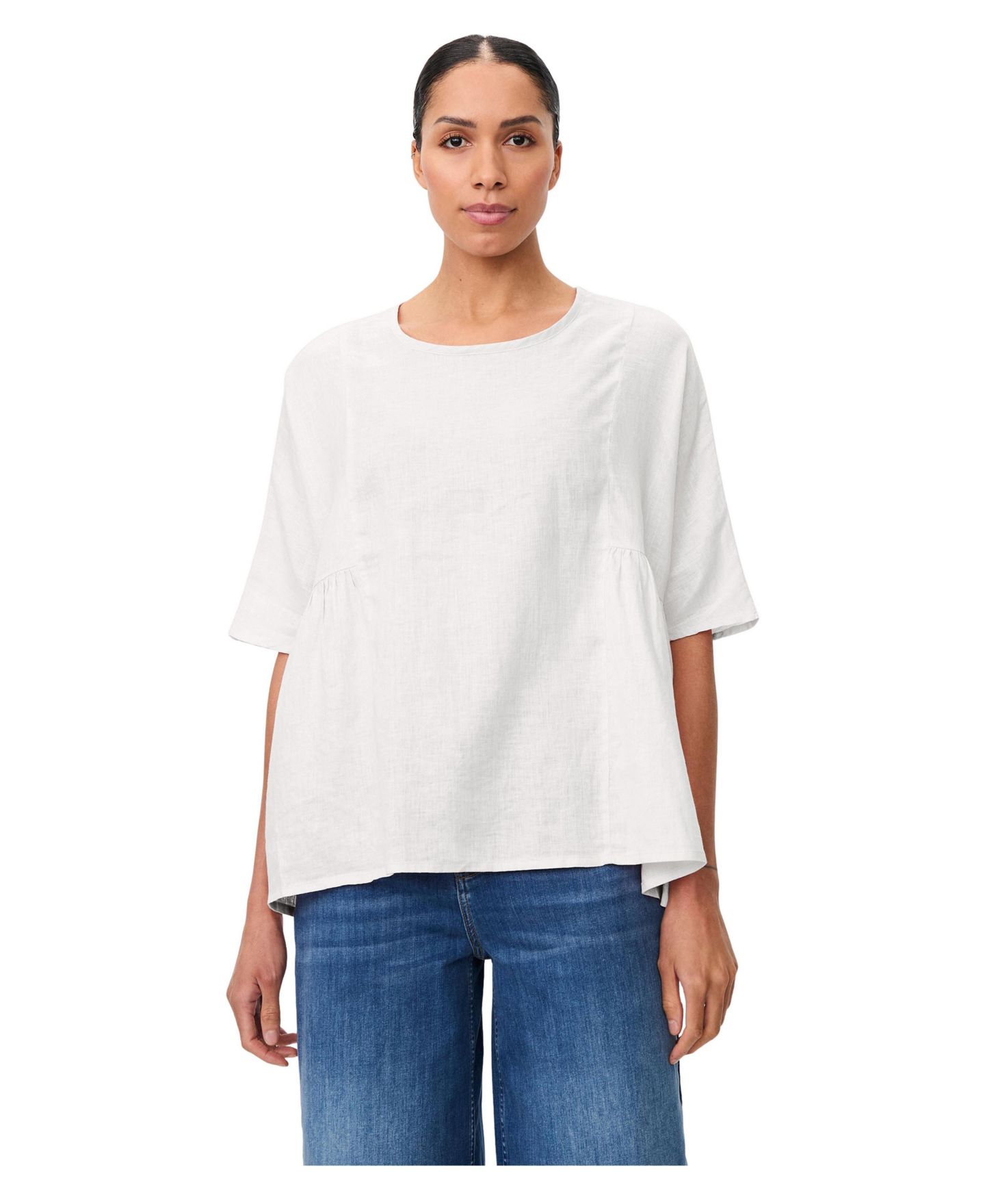 Женская блузка Masai Copenhagen Mablissea Oversized Short-Sleeve Linen, цвет: Белый — фото 1