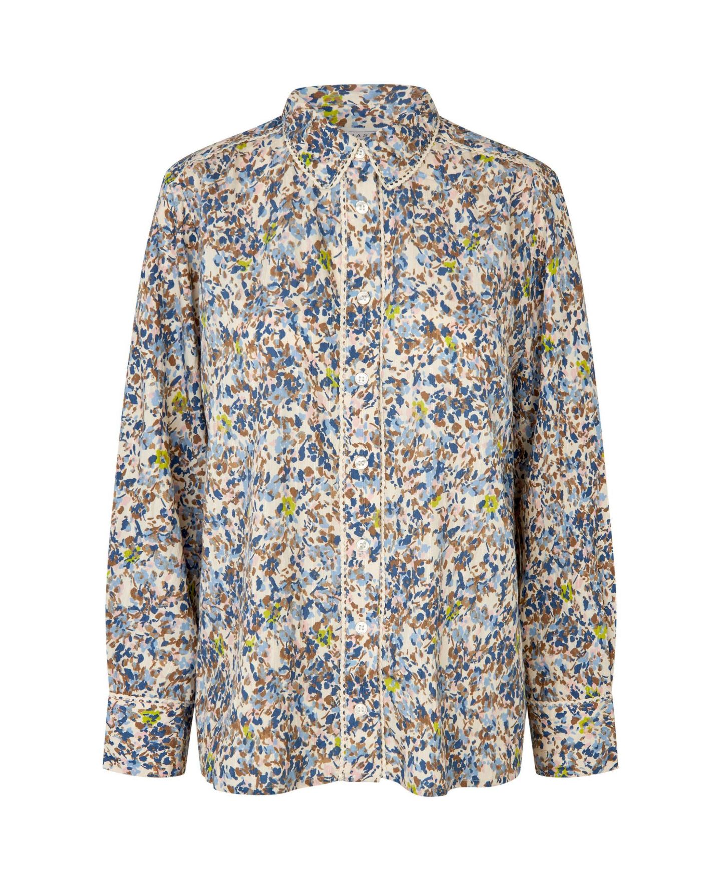 Женская рубашка Masai Copenhagen MaIthyria Long-Sleeve Floral-Print Button-Down, цвет: Синий — фото 6
