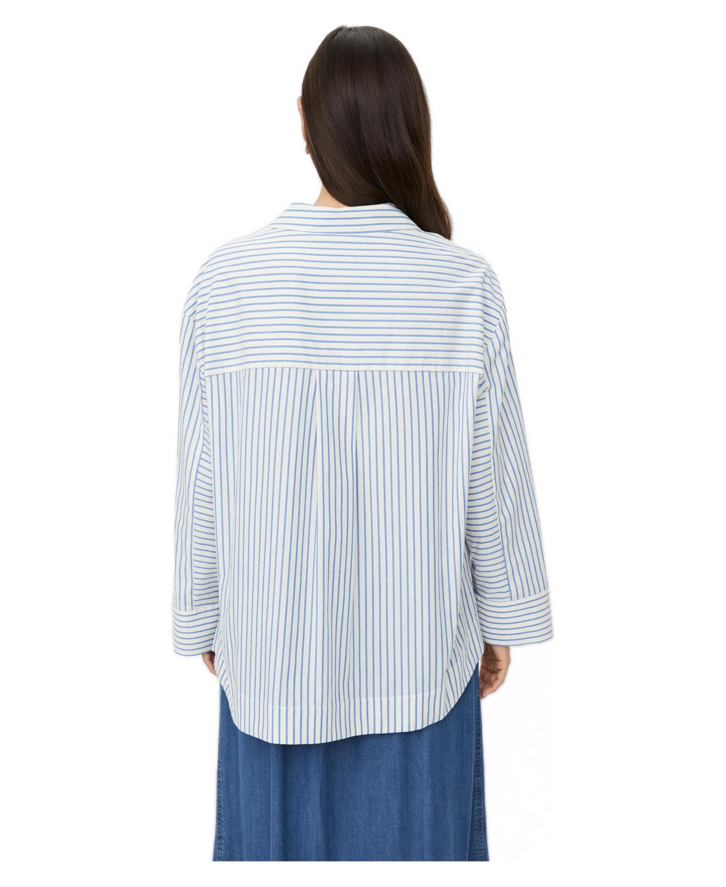 Женская рубашка Masai Copenhagen MaIsolisse Striped Long-Sleeve Cotton, цвет: Синий — фото 3