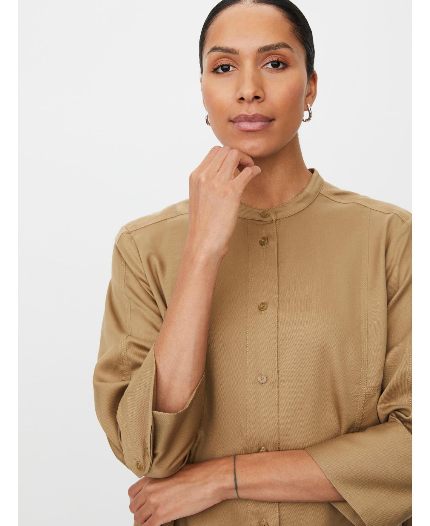 Женская блузка Masai Copenhagen MaIthoria 3/4 Sleeve Mandarin Collar, цвет: Дубовый — фото 4