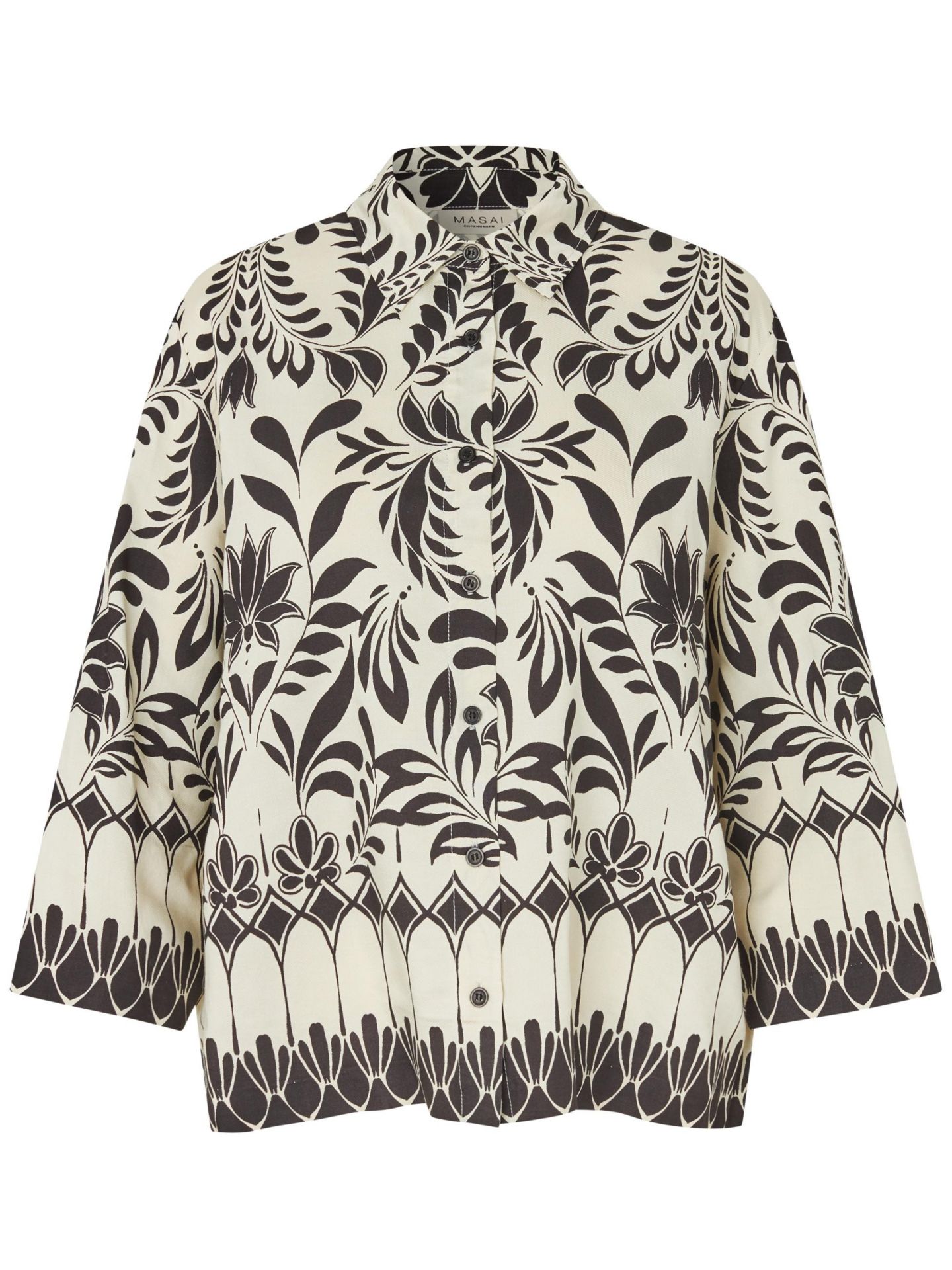 Женская рубашка Masai Copenhagen Maisolde Garden Floral Boxy-Fit 3/4-Sleeve, цвет: Чёрный — фото 6