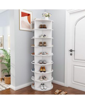 8-Tier Rotating Shoe Rack Tower 360 Spinning Organizer (Holds 32 Pairs)