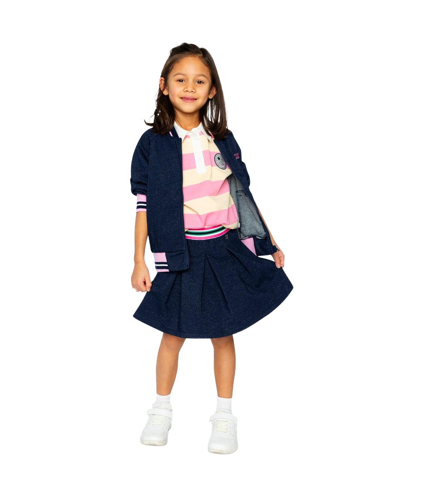 Юбка Deux par Deux (size 6 to 14) Pleated French Terry Skirt Denim для девочек, цвет: Тёмно-синий джинсовый — фото 6